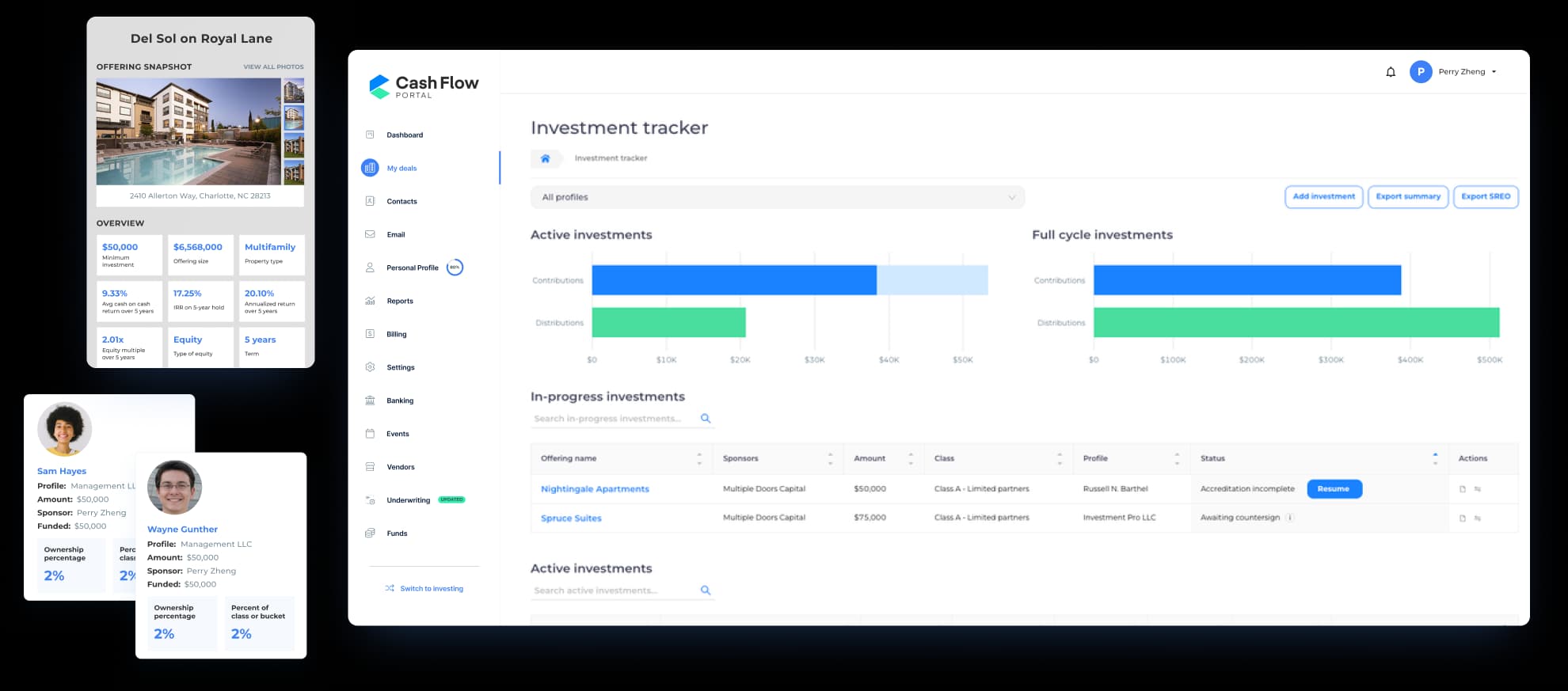 Private equity investor portal dashboard