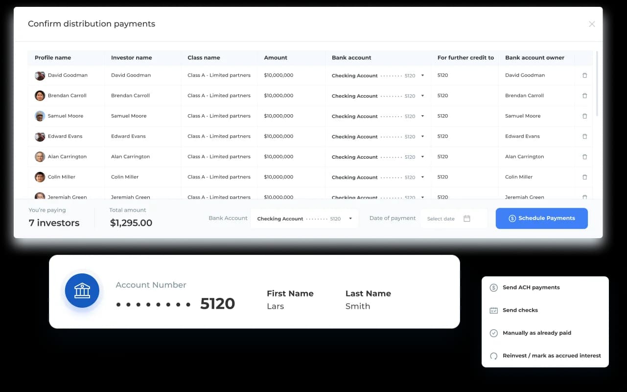 Real estate investor portal dashboard