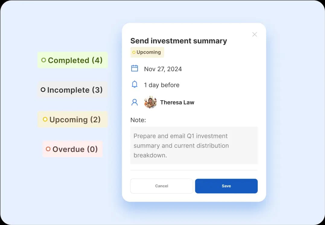 Never miss a follow-up with tasks