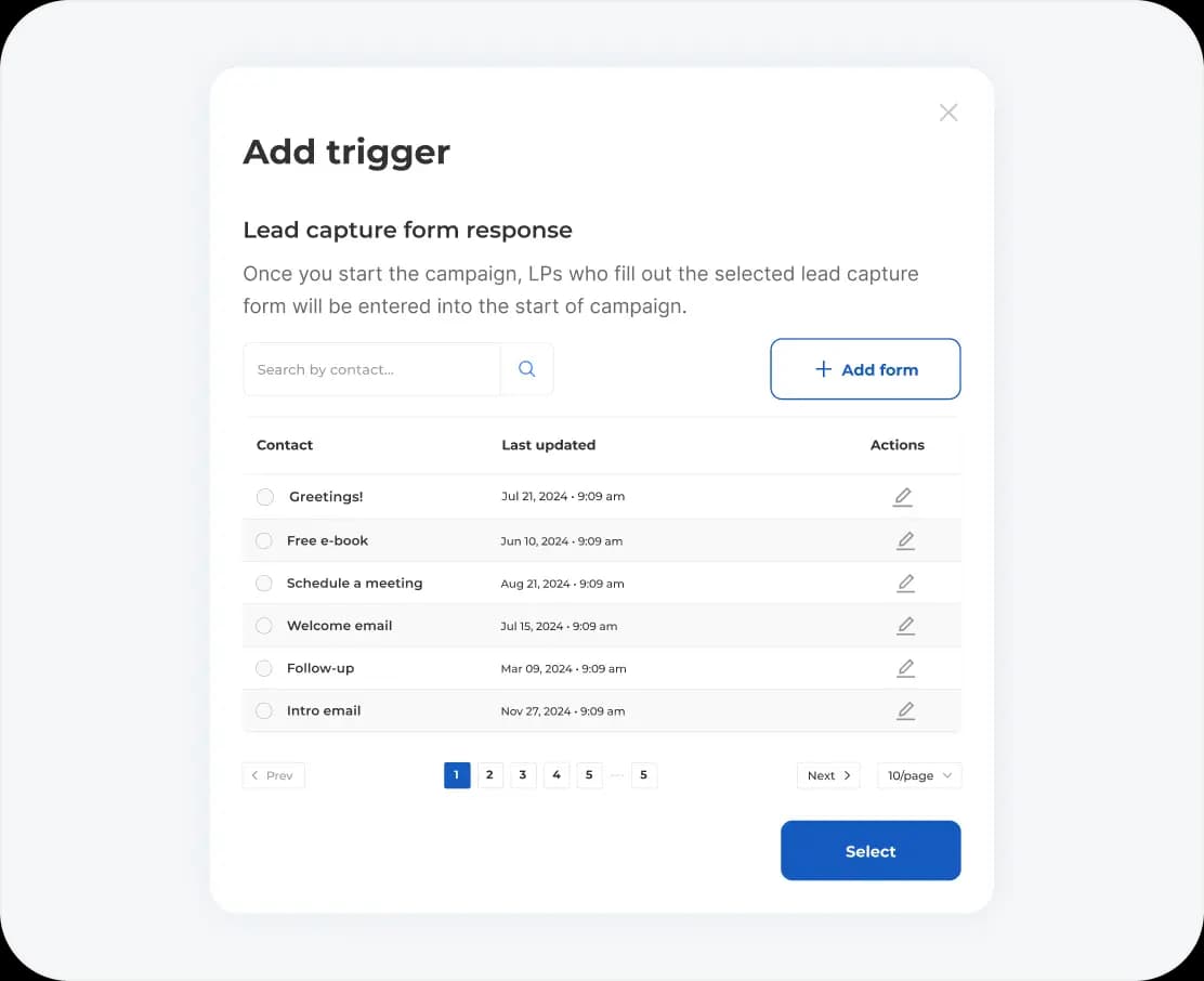 Trigger automation through lead capture form