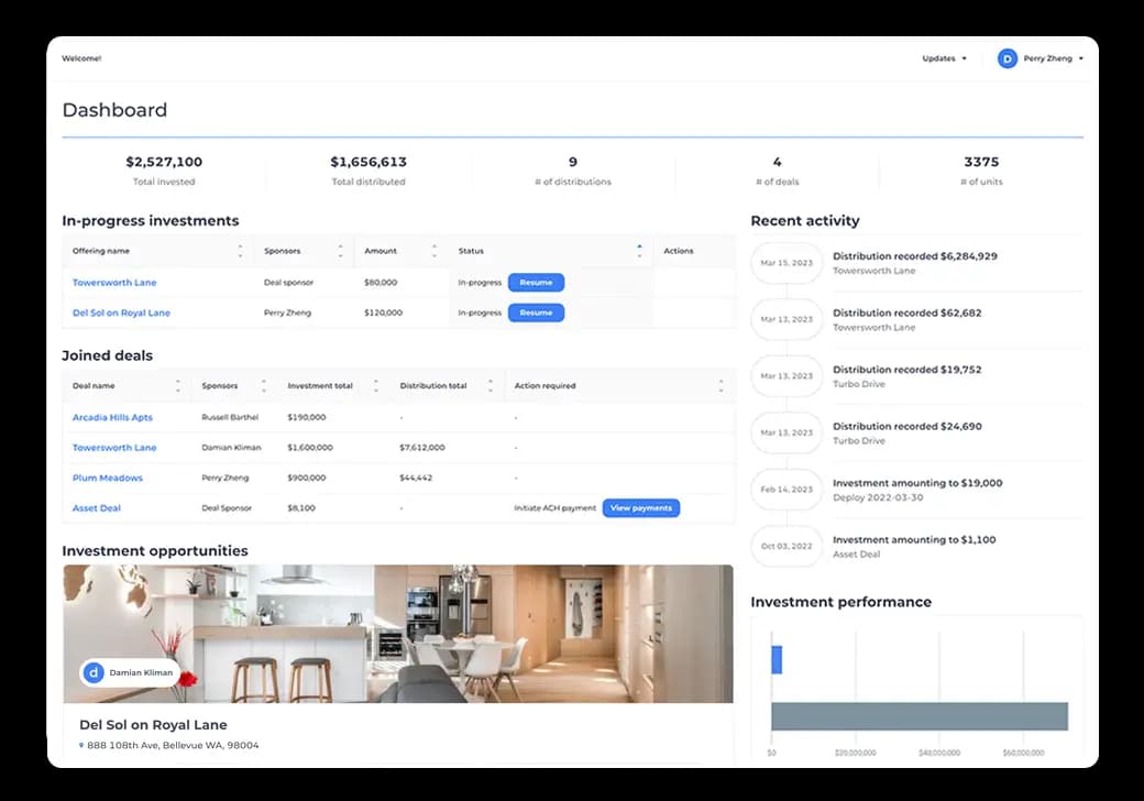 Investor dashboard