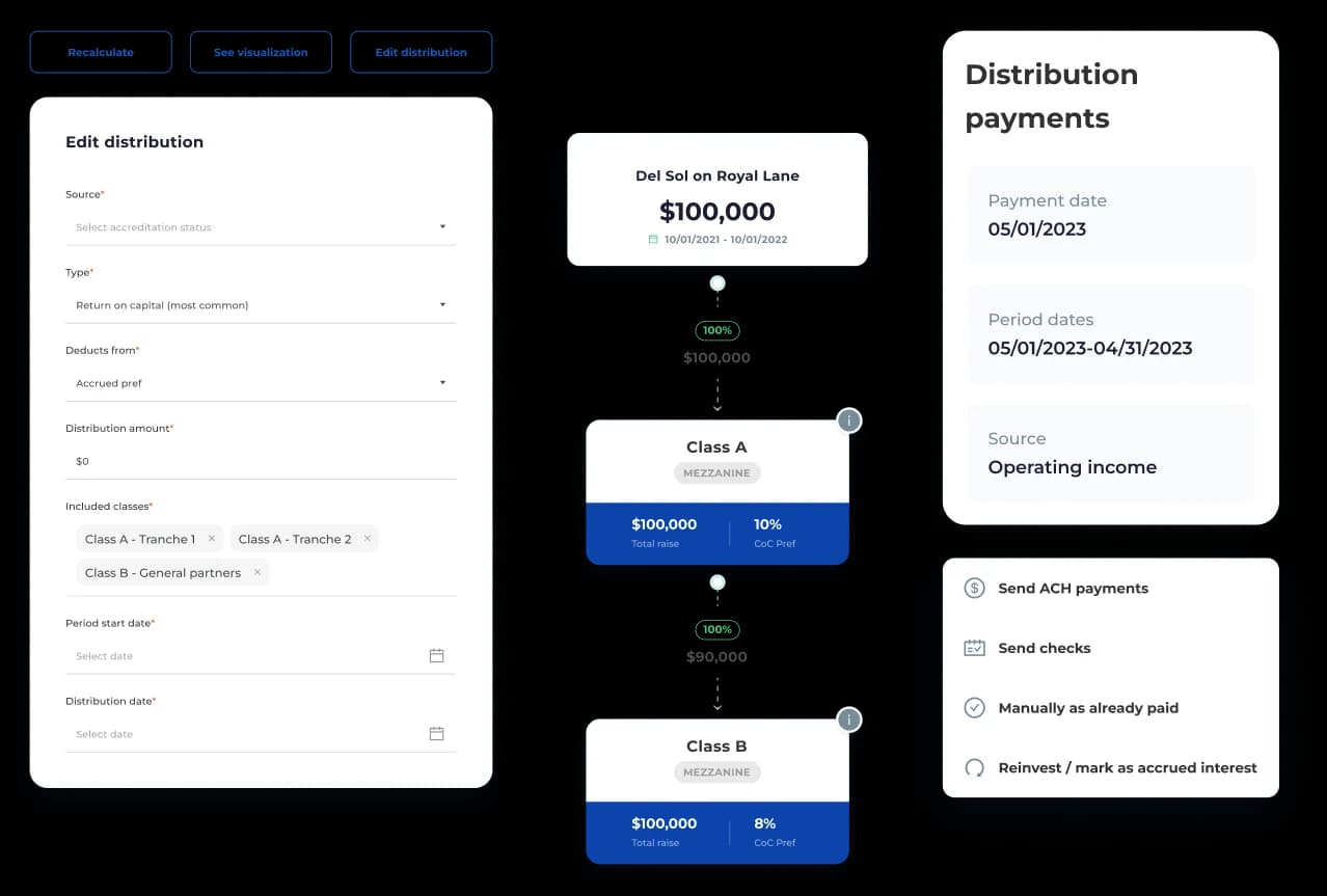 Real estate investor portal dashboard