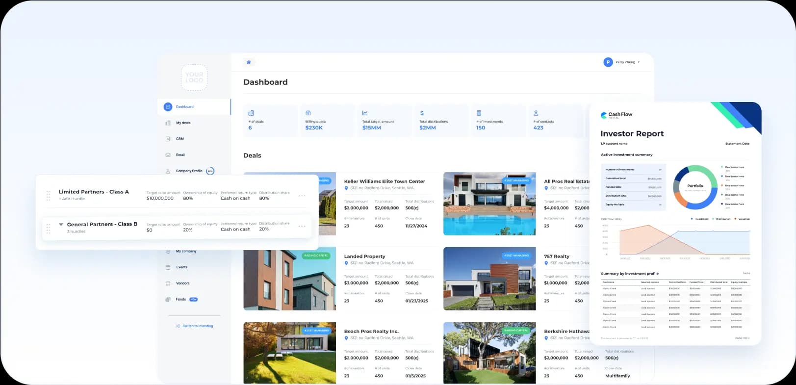Real estate investor portal dashboard