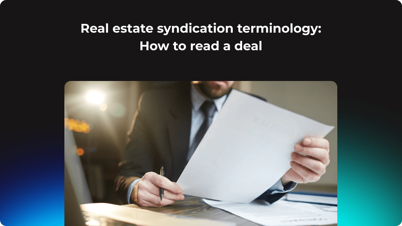 Real Estate syndication terminology