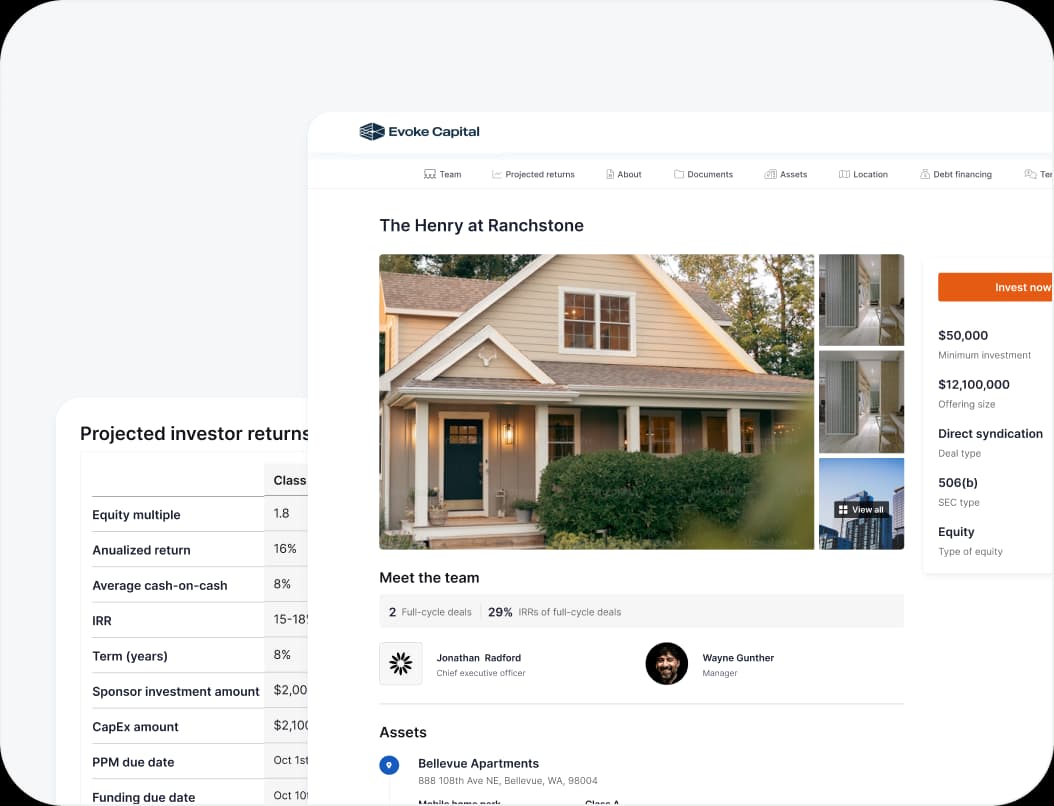 Automated offering pages & cap tables